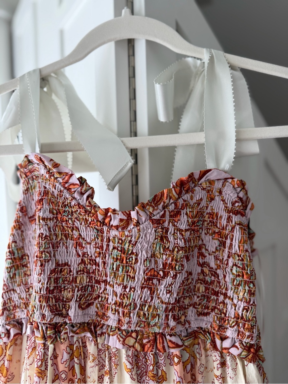 Free People Floral Tiered Maxi Dress in Pink, Mint and Peach - Picture 3 of 4